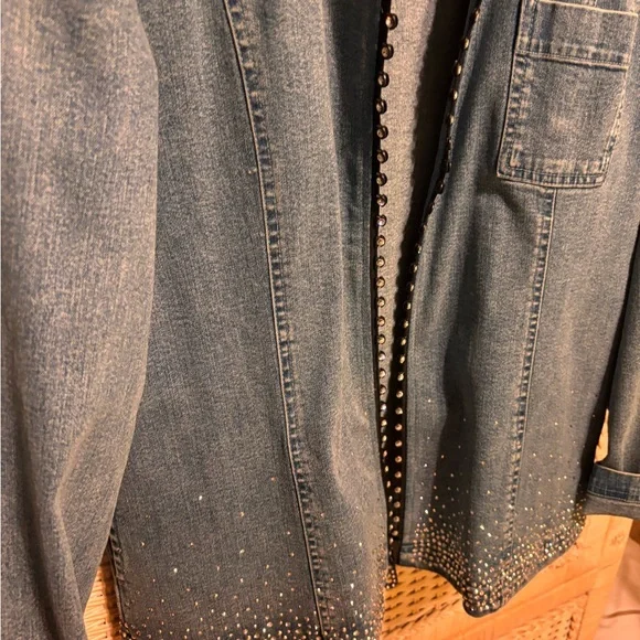 Christine Alexander Blue Denim Jacket with Stud and Crystal Trim - Picture 4 of 5